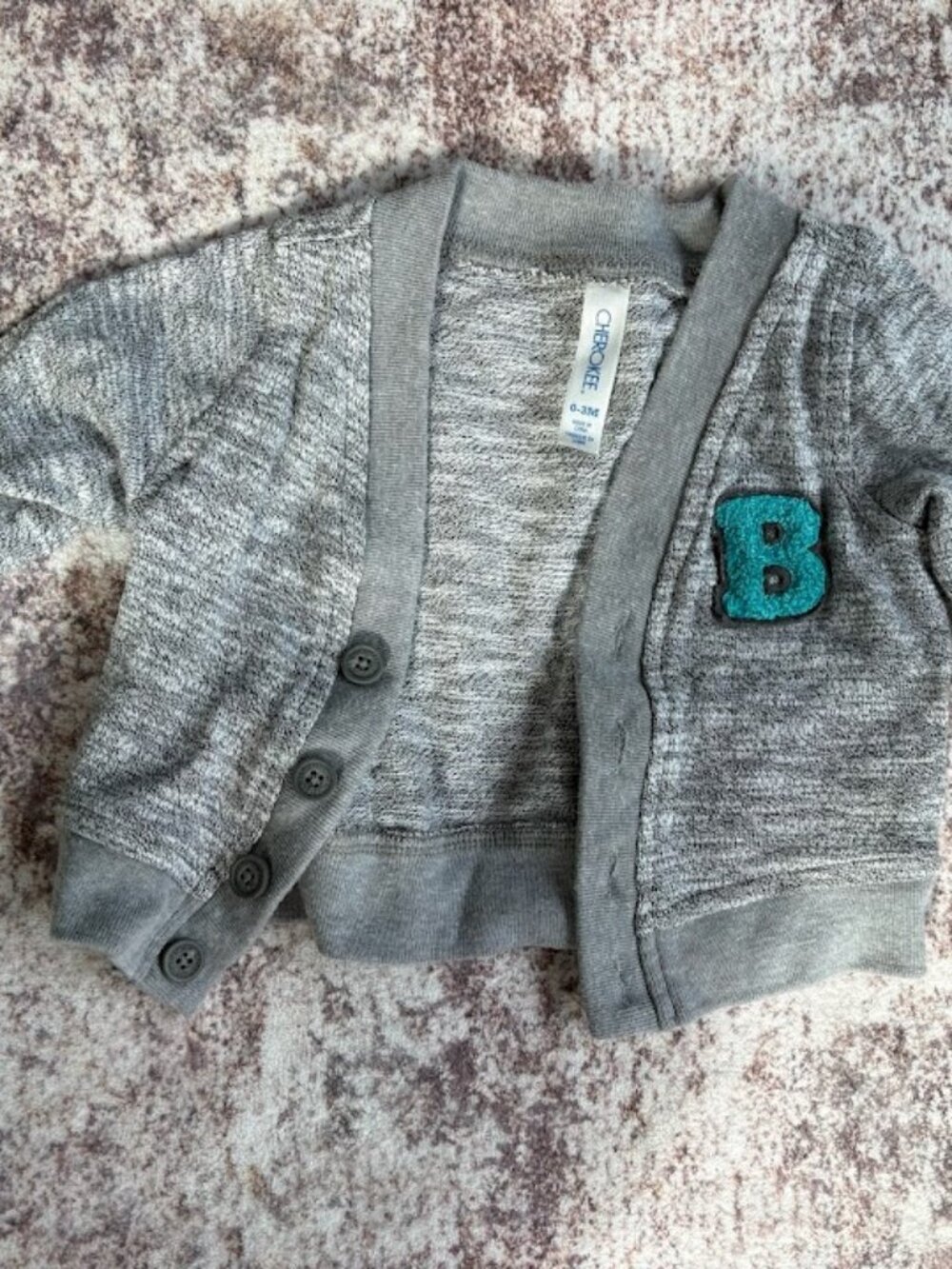 "B" Monogram Button Up Sweatshirt Size 0-3 month